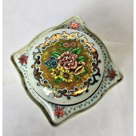 Vintage Daher Biscuit Tin Romance In The Forest Scene 4 1/2" - Picture 4 of 16